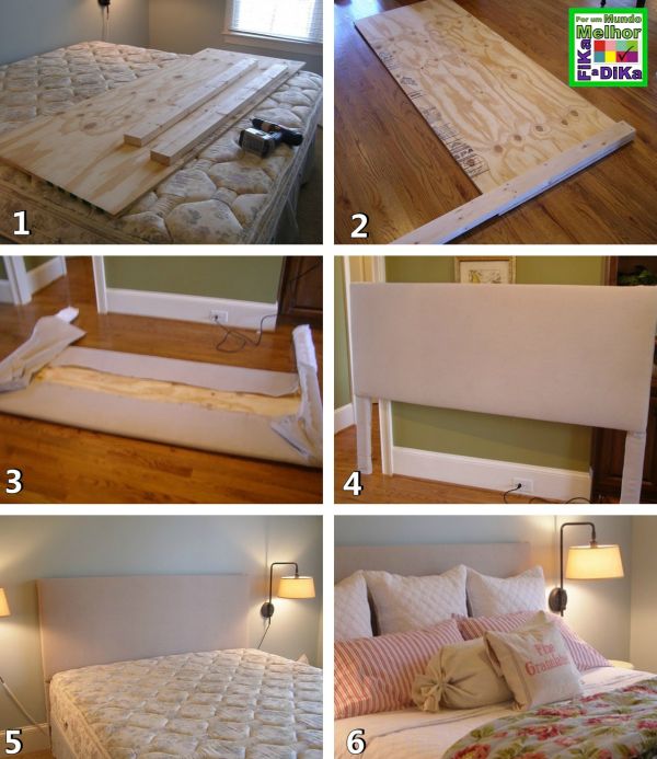 cabeceira de cama de madeira e tecido