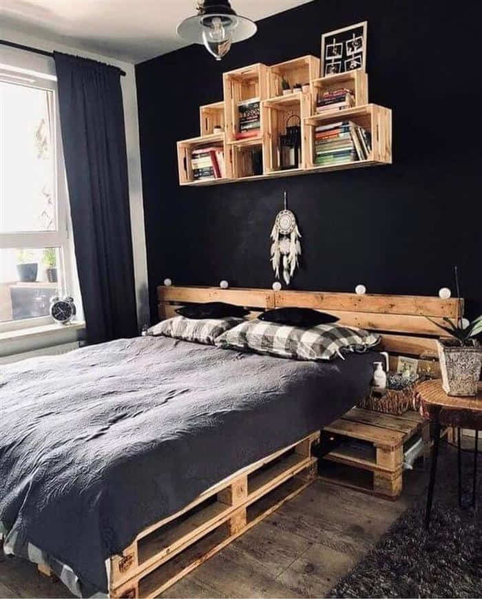 decoração com painel de pallet