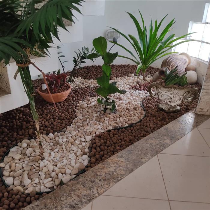 Jardim pequeno com pedras