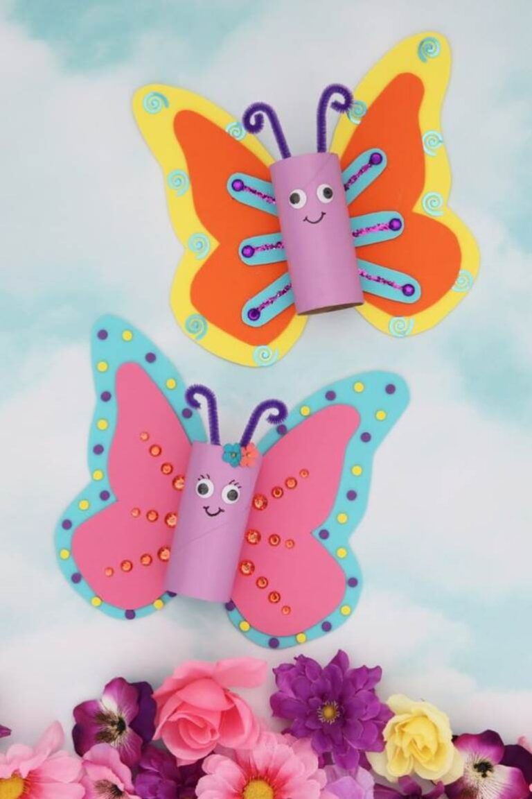 Borboleta com rolo de papel higiênico passo a passo