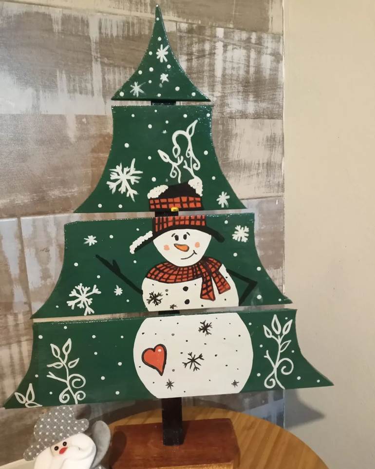 Árvore de Natal reciclada boneco de neve